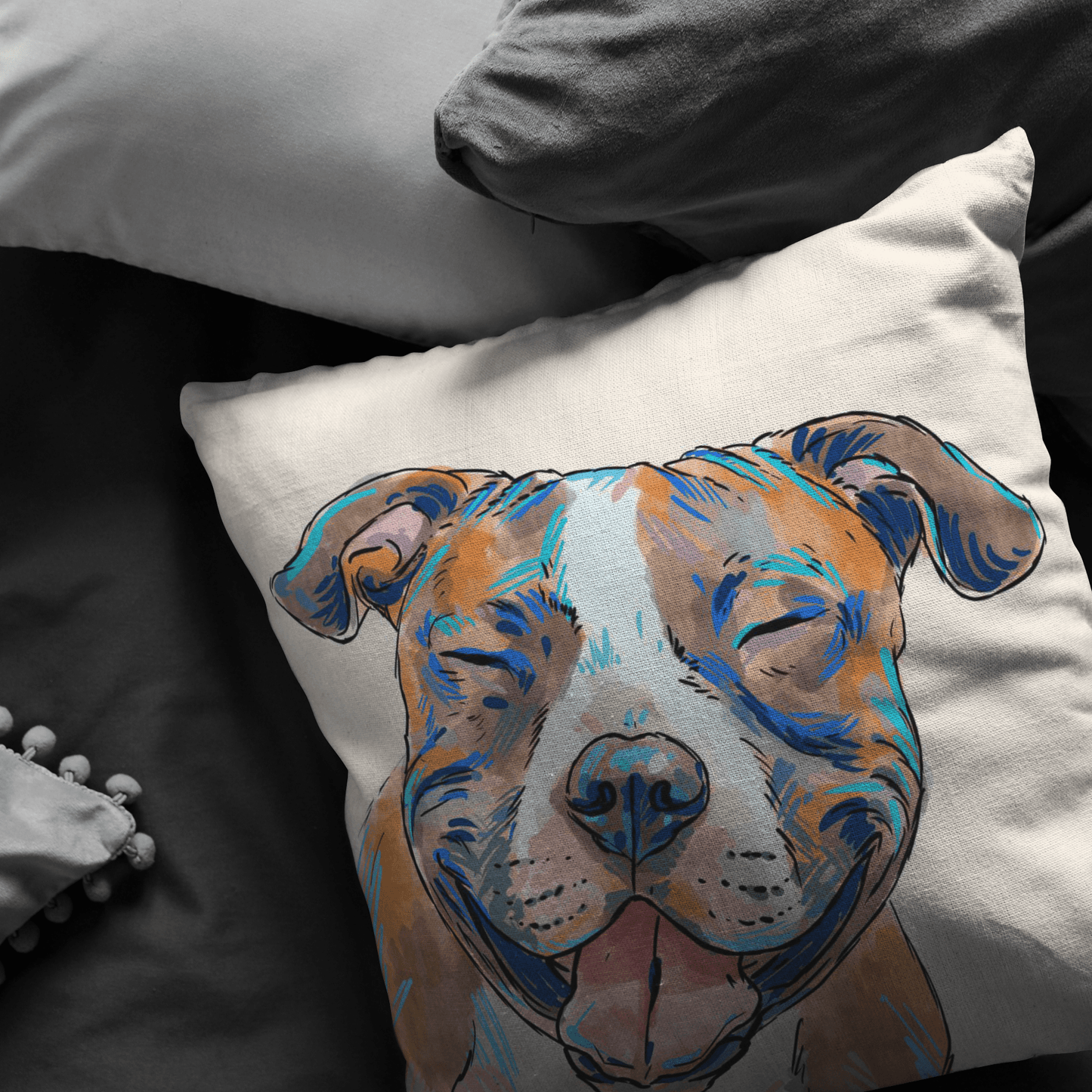 Staffordshire Terrier Pillow Cover Only One Sided Print, No Insert Included, No Home is Complete Without a Staffy,