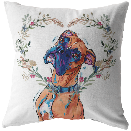 Boxer Pillow with Heart Wreath