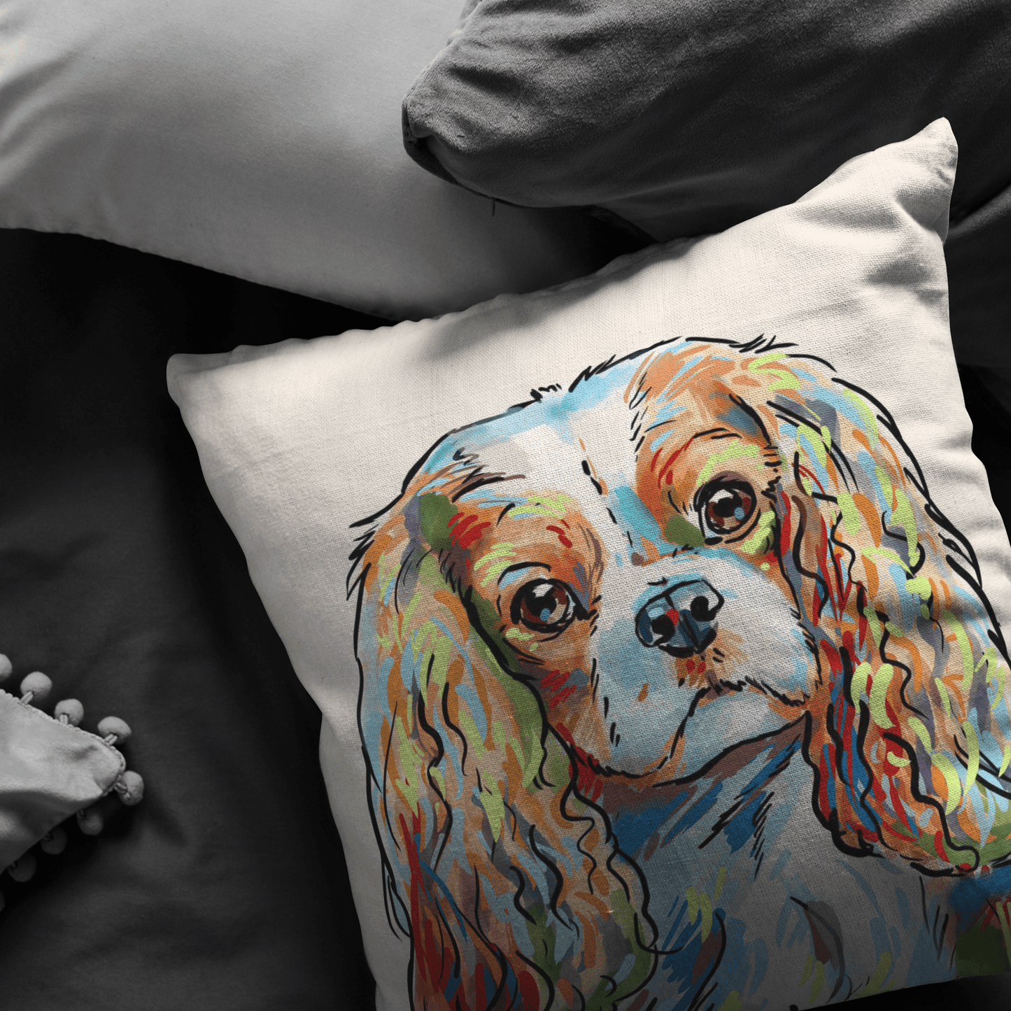 Cavalier King Charles Pillow Cover Only One Sided Print, No Insert Included, No Home is Complete Without a Cav King Charles Spaniel,