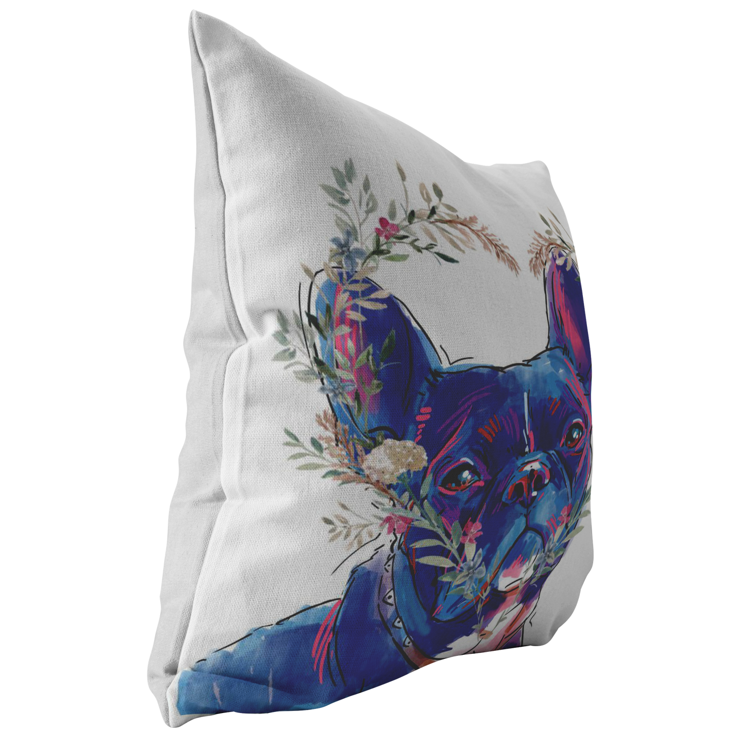 French Bulldog Pillow with Heart Wreath